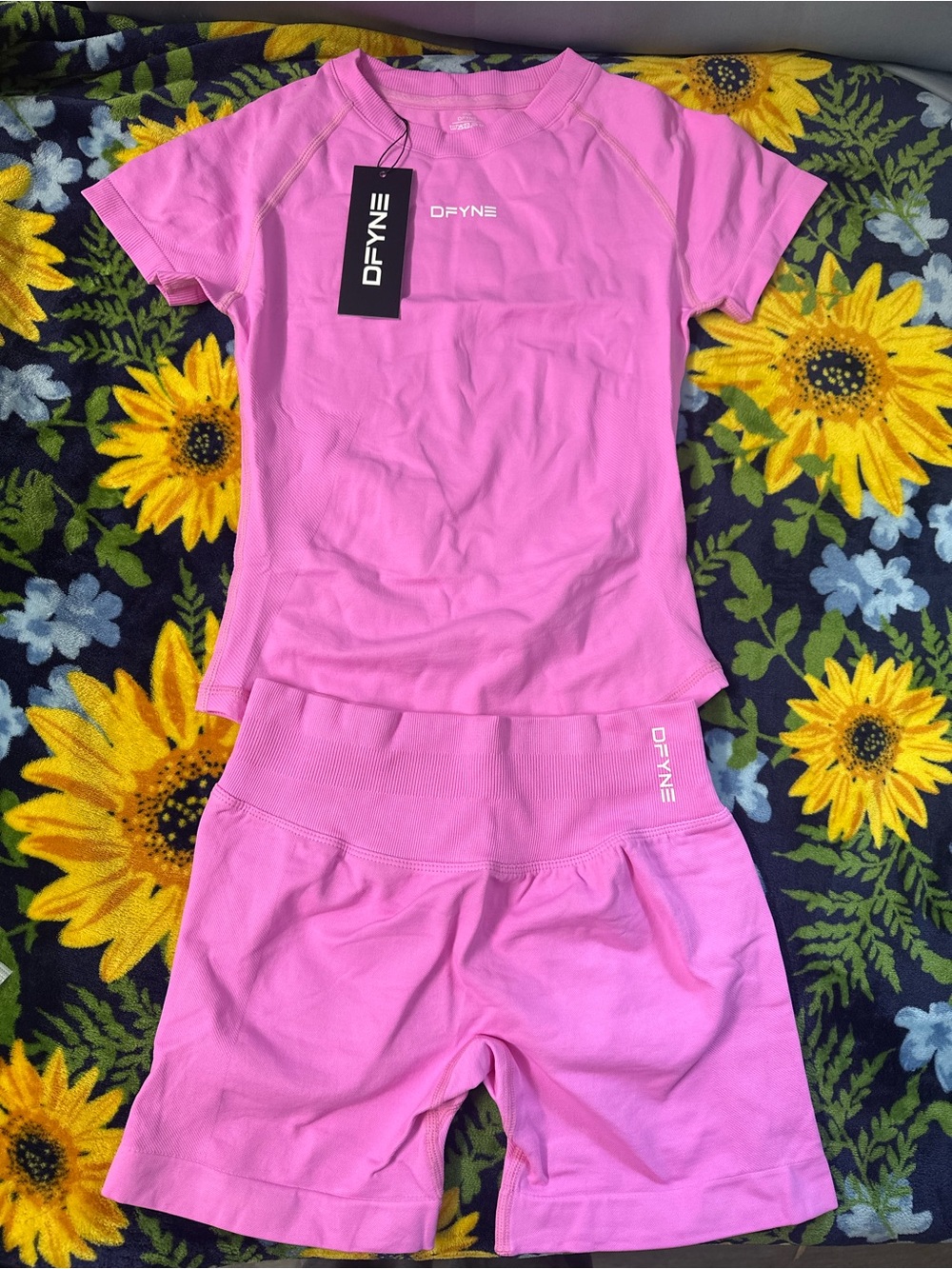 Dfyne Women's Pink Short Set - Soft Lounge Shorts & Tee